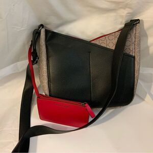 Calvin Klein Zoe Vegan Leather Signature Logo Patchwork Colorblock Crossbody